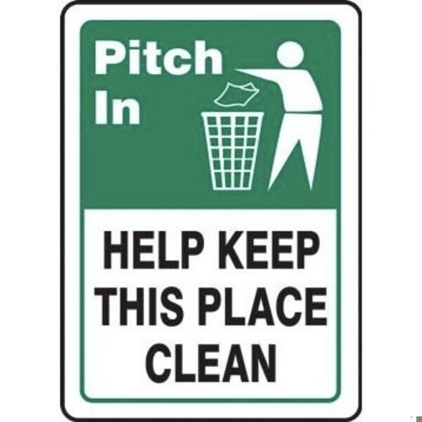 Accuform Help Keep This Place Clean, Plastic, 14 in x 10 in, Mounting Holes MHSK515VP - main